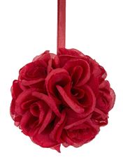 ROSE BALL 5" W/HANGER RED