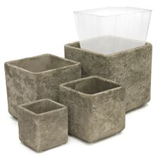 POTTERY CUBE 4X4" CONCRETE