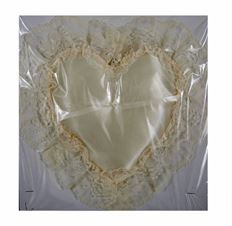 PILLOW SATIN HEART PADDED IVORY