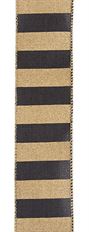 LINEN 2.5" STRIPE BLACK GOLD 10YD