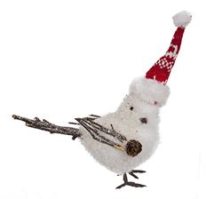 SNOW BIRD W/HAT 6" WHITE RED
