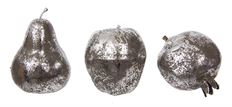 ORNAMENT 3" APP/POM/PEAR BX/6 SILV