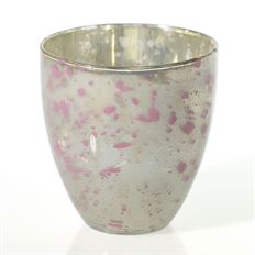 SPLATTER VOTIVE 3.25"X3.5" PINK