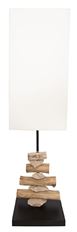 LAMP 8X8X31" WOOD & STONE