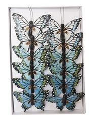 BUTTERFLY 4" W/WIRE BLUE 12/PK