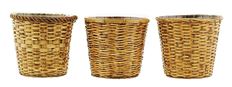 POTCOVER 8" RATTAN BROWN ROUND