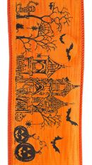 RIBBON 2.5" HALLOWEEN ORANGE 10YD