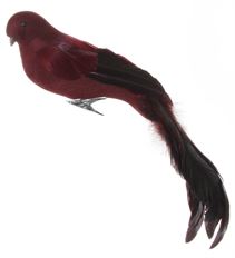 BIRD LONGTAIL 33CM BURGUNDY