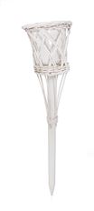 CANDLE STICK HOLDER WHITE W/GLASS