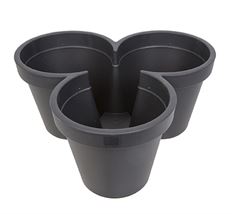 TRIPLE FLOWERPOT 44CM BLACK