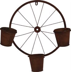 METAL WHEEL W/ POTS RUST