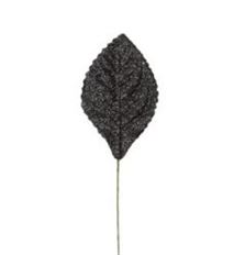 CORSAGE LEAVES BLACK GLIT 50/PK