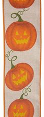RIBBON 2.5" JACK-O-LANTERN 10YD ORG