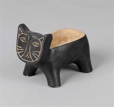 POTTERY DECO CAT 15.5X9.5CM BLACK
