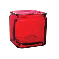 VASE SQUARE 5"H 5X5"O RUBY 12/CS