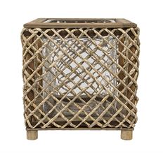 RATTAN COVER VASE 17.5X17.5CM TAUPE