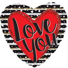 MYLAR 17 LOVE STRIPES 5/PK