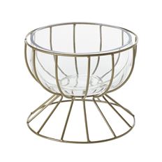 COMPOTE GLASS/METAL 6.5X5" GOLD