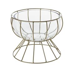COMPOTE GLASS/METAL 7.75X6.5" GOLD