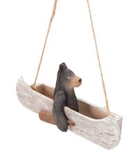 ORN BEAR IN CANOE 10.5" BLK/NAT