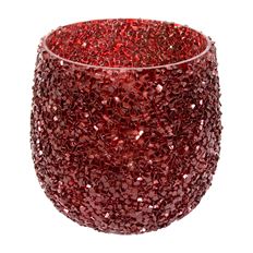 TEALIGHT GLITTER GLASS 10CM BURG