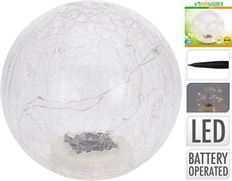 SOLAR BALL GLASS W/ 10LEDS 6"