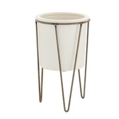 POT CER W/STAND 6.25X10.75" WHT
