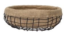 BASKET BURLAP/METAL 22" TAN