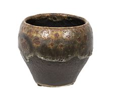 CERAMIC FLOWERPOT 4 X 3" GRN/BRN