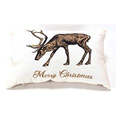PILLOW DEER XMAS 20" BLK/GLD/NAT