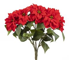 POINSETTIA BUSH VELVET 14.5" X5 RED