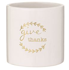 POT CERAMIC GIVE THANKS 4" WHT/GLD