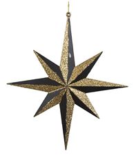 STAR ORNAMENT 12" BLACK/GOLD