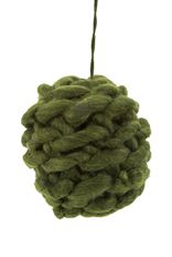 ORNAMENT BALL KNIT WOOL 5" GREEN