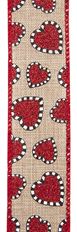 RIBBON LINEN DASH HRT1.5X50YD R/B