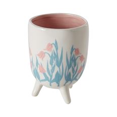POTTERY FOOTED FLORAL 5X3.75" MULTI