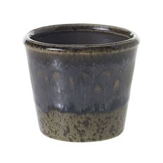 POTTERY GLAZED 4.75X4" BLUE/TAN
