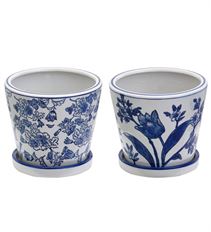 POTTERY DELFT W/SAUCER 4" BLU/WH