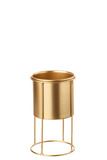 METAL POT IN WIRE HOLDER 19CM GOLD