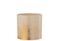 FLOWERPOT DOT RND 17CM BEIGE/GOLD