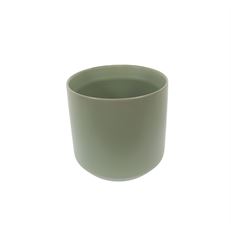 POTTERY CYLINDER  4.75X4.5" GREEN