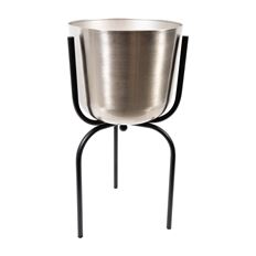 PLANTER ON TRIPOD 25" SILVER/BLK