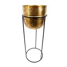 PLANT STAND W/POT 35X12.75" GOLD