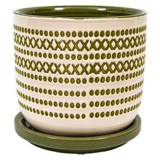 PLANTER W/SAUCER 5" OLIVE
