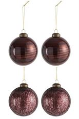 BALL ORN GLASS 10CM BORDEAUX BOX/4