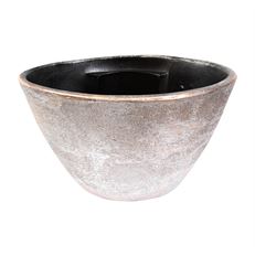 CERAMIC OVAL IRR ROUGH 32X23CM SIL