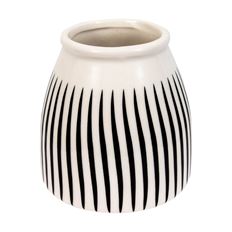 POT 4"H 4 1/8"D STRIPES WHITE/BLACK