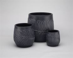 POT CLAY FIBER 6-13.5" TALL S/3 BLK