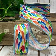 GROSGRAIN 1.5" FLORAL PETAL WH 10YD