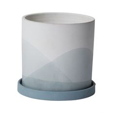 POT W/SAUCER 7.25X7.5" OMBRE BLUE